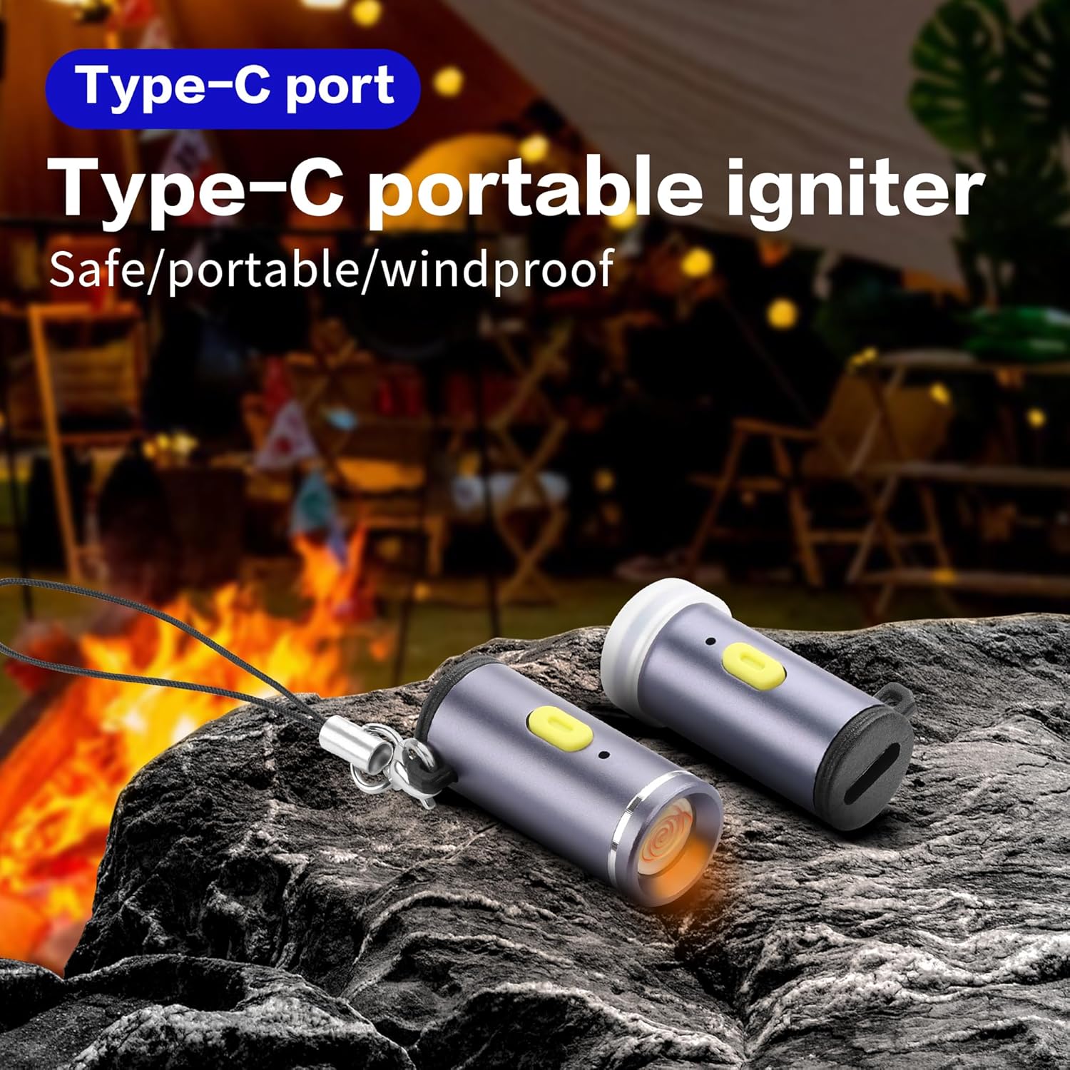 4-in-1 Charging Cable with Flameless Lighter – 60W Fast USB-C Charger