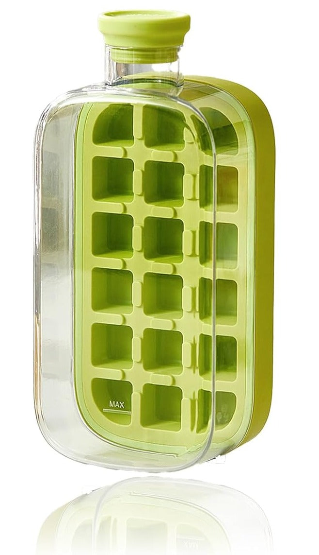 2025 Ice Cube Bottle with Straw – 2-in-1 Water Bottle & Touch-Free Ice Cube Tray