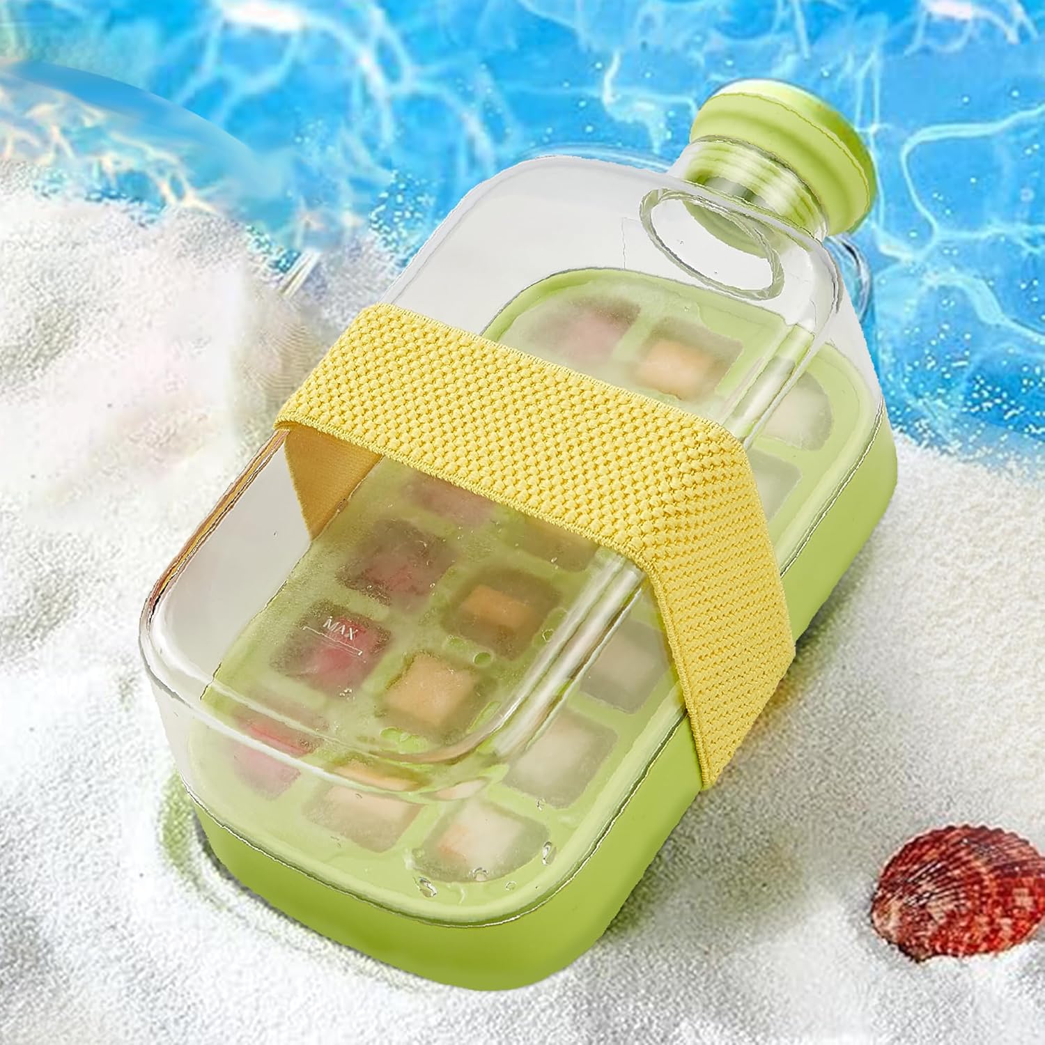 2025 Ice Cube Bottle with Straw – 2-in-1 Water Bottle & Touch-Free Ice Cube Tray