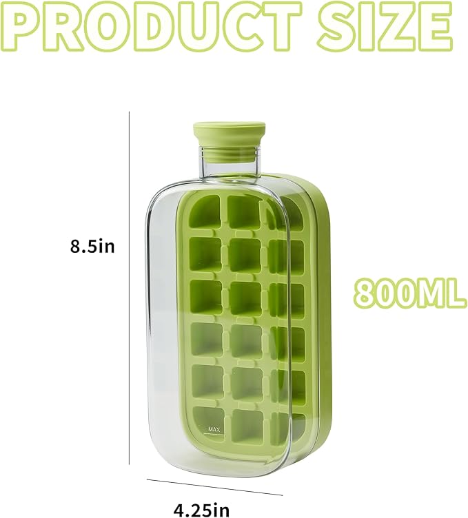 2025 Ice Cube Bottle with Straw – 2-in-1 Water Bottle & Touch-Free Ice Cube Tray