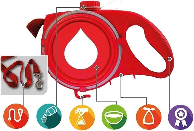 Multi-Functional Dog Leash with Built-in Water Bottle, Travel Bowl & Waste Bag Dispenser